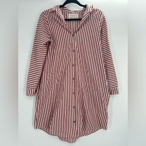 Hackwith Design House Red White Button Down Shirt Dress W Pockets Size XS/S FLAW